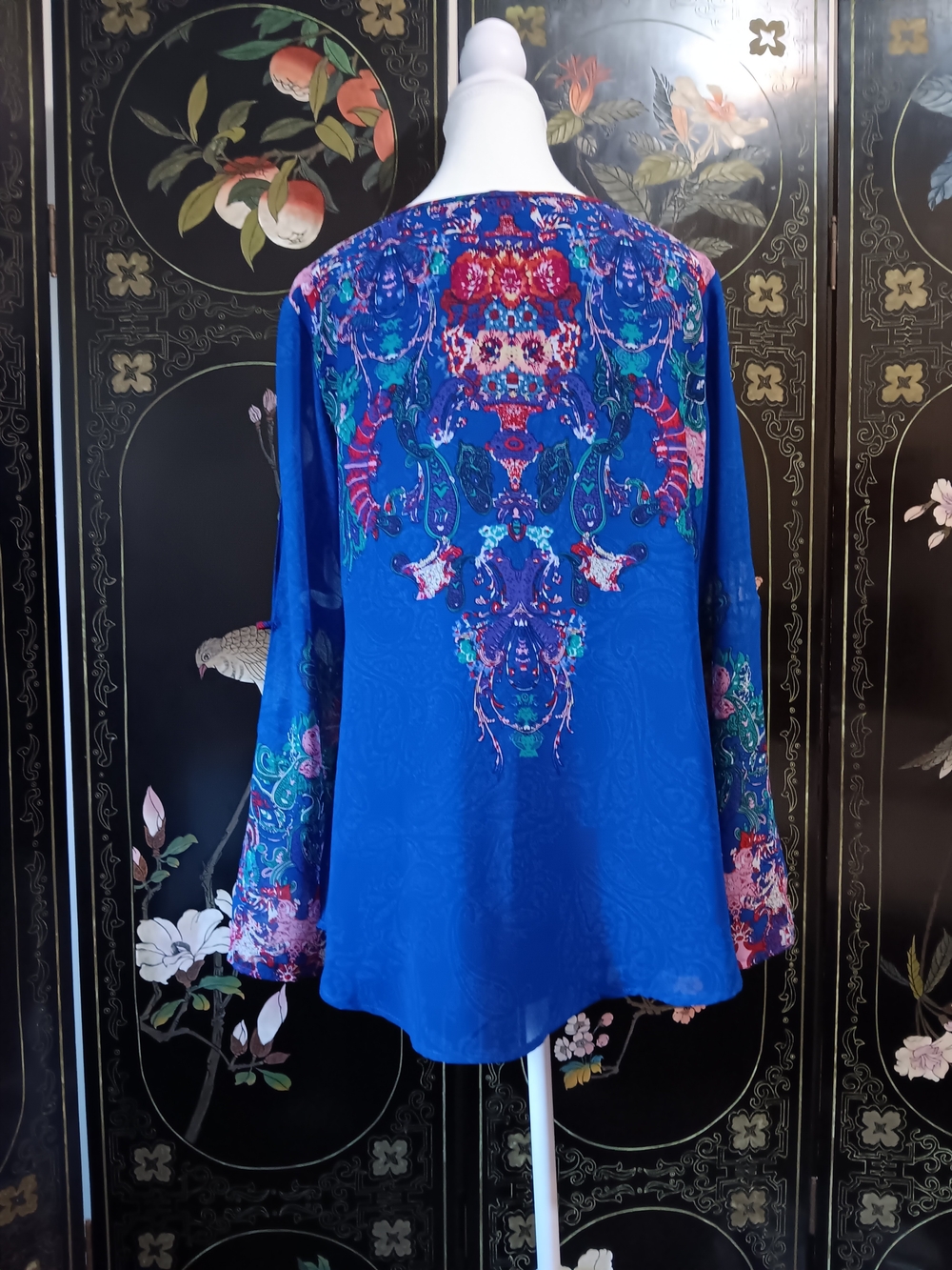 Joseph Ribkoff Royal Blue Paisley-Print Tunic - Picture 7 of 9